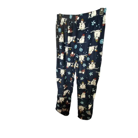 Peanuts Women's 1X Snoopy Winter Pajama Set Red Blue Christmas Gift Snowman New - Picture 6 of 7